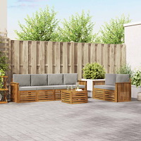 vidaXL Soffgrupper 7 pcs Naturlig och Ljus Grå Massivt Akaciaträ