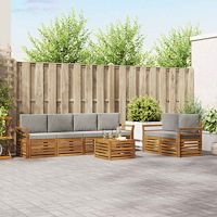 vidaXL Soffgrupper 7 pcs Naturlig och Ljus Grå Massivt Akaciaträ