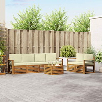 vidaXL Soffgrupper 7 pcs Naturlig och Grädde Massivt Akaciaträ