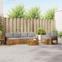 vidaXL Soffgrupper 7 pcs Naturlig och Ljus Grå Massivt Akaciaträ