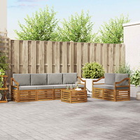 vidaXL Soffgrupper 7 pcs Naturlig och Ljus Grå Massivt Akaciaträ