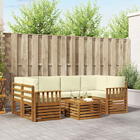 vidaXL Soffgrupper 7 pcs Naturlig och Grädde Massivt Akaciaträ
