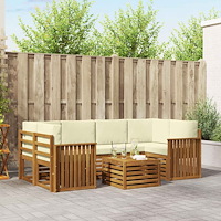 vidaXL Soffgrupper 7 pcs Naturlig och Grädde Massivt Akaciaträ