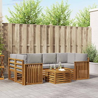 vidaXL Soffgrupper 7 pcs Naturlig och Ljus Grå Massivt Akaciaträ