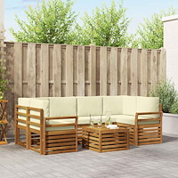 vidaXL Soffgrupper 7 pcs Naturlig och Grädde Massivt Akaciaträ