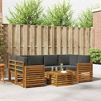 vidaXL Soffgrupper 7 pcs Naturlig och Antracit Massivt Akaciaträ