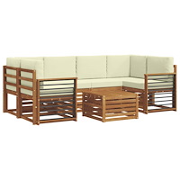 vidaXL Soffgrupper 7 pcs Naturlig och Grädde Massivt Akaciaträ