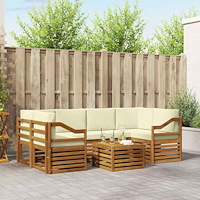 vidaXL Soffgrupper 7 pcs Naturlig och Grädde Massivt Akaciaträ