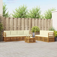 vidaXL Soffgrupper 8 pcs Naturlig och Grädde Massivt Akaciaträ