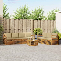 vidaXL Soffgrupper 8 pcs Naturlig och Beige Massivt Akaciaträ