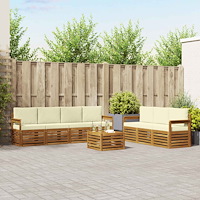 vidaXL Soffgrupper 8 pcs Naturlig och Grädde Massivt Akaciaträ