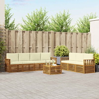 vidaXL Soffgrupper 8 pcs Naturlig och Grädde Massivt Akaciaträ