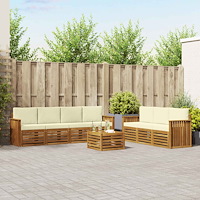 vidaXL Soffgrupper 8 pcs Naturlig och Grädde Massivt Akaciaträ