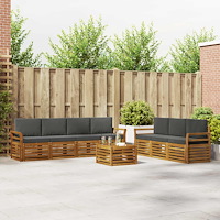 vidaXL Soffgrupper 8 pcs Naturlig och Antracit Massivt Akaciaträ