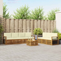 vidaXL Soffgrupper 8 pcs Naturlig och Grädde Massivt Akaciaträ