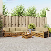 vidaXL Soffgrupper 8 pcs Naturlig och Beige Massivt Akaciaträ