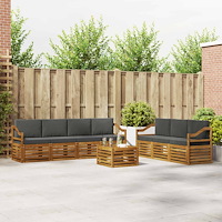 vidaXL Soffgrupper 8 pcs Naturlig och Antracit Massivt Akaciaträ