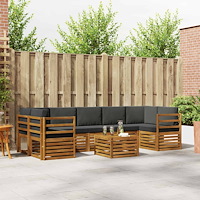 vidaXL Soffgrupper 8 pcs Naturlig och Antracit Massivt Akaciaträ