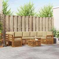 vidaXL Soffgrupper 8 pcs Naturlig och Beige Massivt Akaciaträ