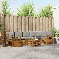 vidaXL Soffgrupper 8 pcs Naturlig och Ljus Grå Massivt Akaciaträ