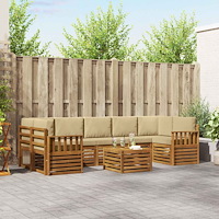 vidaXL Soffgrupper 8 pcs Naturlig och Beige Massivt Akaciaträ