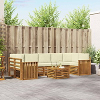 vidaXL Soffgrupper 8 pcs Naturlig och Grädde Massivt Akaciaträ