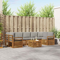 vidaXL Soffgrupper 8 pcs Naturlig och Ljus Grå Massivt Akaciaträ