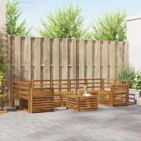 vidaXL Soffgrupper 8 pcs Naturfärg Massivt Akaciaträ