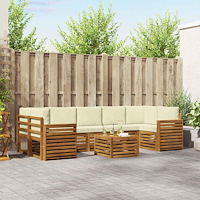 vidaXL Soffgrupper 8 pcs Naturlig och Grädde Massivt Akaciaträ