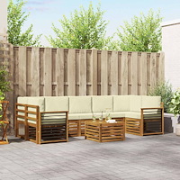 vidaXL Soffgrupper 8 pcs Naturlig och Grädde Massivt Akaciaträ