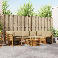 vidaXL Soffgrupper 8 pcs Naturlig och Beige Massivt Akaciaträ