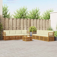 vidaXL Soffgrupper 9 pcs Naturlig och Grädde Massivt Akaciaträ