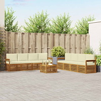 vidaXL Soffgrupper 9 pcs Naturlig och Grädde Massivt Akaciaträ