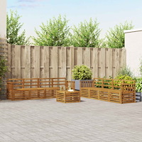 vidaXL Soffgrupper 9 pcs Naturfärg Massivt Akaciaträ