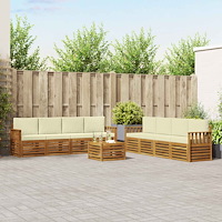 vidaXL Soffgrupper 9 pcs Naturlig och Grädde Massivt Akaciaträ