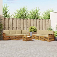 vidaXL Soffgrupper 9 pcs Naturlig och Beige Massivt Akaciaträ