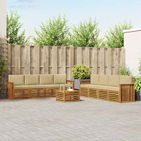 vidaXL Soffgrupper 9 pcs Naturlig och Beige Massivt Akaciaträ