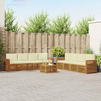 vidaXL Soffgrupper 9 pcs Naturlig och Grädde Massivt Akaciaträ