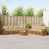 vidaXL Soffgrupper 9 pcs Naturlig och Beige Massivt Akaciaträ