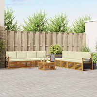 vidaXL Soffgrupper 9 pcs Naturlig och Grädde Massivt Akaciaträ
