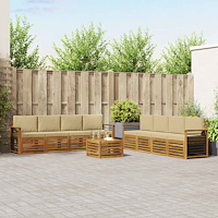 vidaXL Soffgrupper 9 pcs Naturlig och Beige Massivt Akaciaträ
