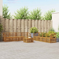 vidaXL Soffgrupper 9 pcs Naturfärg Massivt Akaciaträ