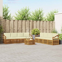 vidaXL Soffgrupper 9 pcs Naturlig och Grädde Massivt Akaciaträ