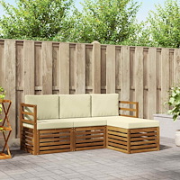 vidaXL Soffgrupper 4 pcs Naturlig och Grädde Massivt Akaciaträ