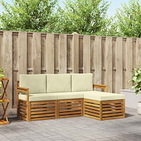 vidaXL Soffgrupper 4 pcs Naturlig och Grädde Massivt Akaciaträ