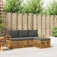 vidaXL Soffgrupper 4 pcs Naturlig och Antracit Massivt Akaciaträ