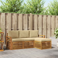 vidaXL Soffgrupper 4 pcs Naturlig och Beige Massivt Akaciaträ