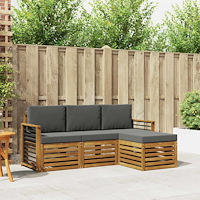 vidaXL Soffgrupper 4 pcs Naturlig och Antracit Massivt Akaciaträ