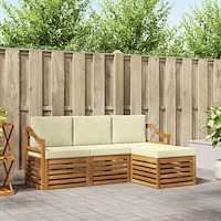 vidaXL Soffgrupper 4 pcs Naturlig och Grädde Massivt Akaciaträ