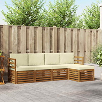 vidaXL Soffgrupper 5 pcs Naturlig och Grädde Massivt Akaciaträ